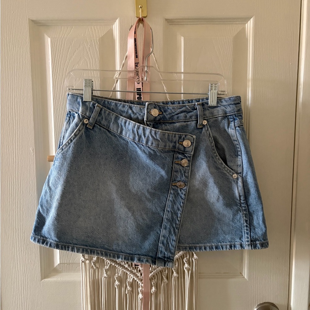Free People Light Blue Denim Mini Skort